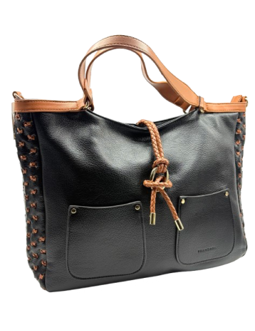 SAC SHOPPING EN SIMILICUIR NOIR - FRANCINEL