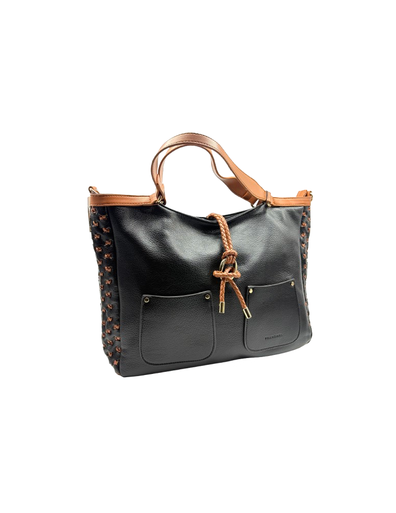SAC SHOPPING EN SIMILICUIR NOIR - FRANCINEL
