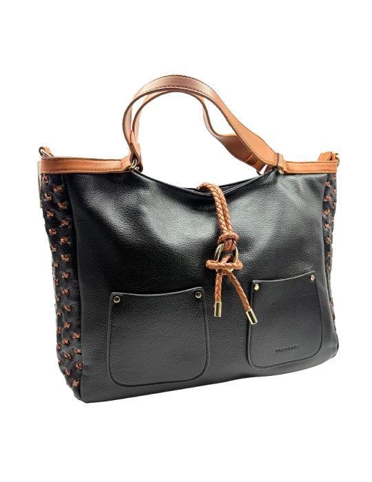 SAC SHOPPING EN SIMILICUIR NOIR - FRANCINEL