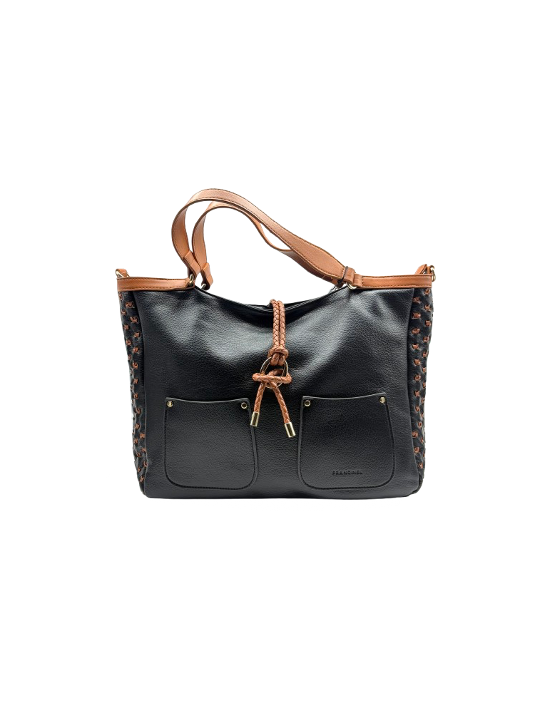 SAC SHOPPING EN SIMILICUIR NOIR - FRANCINEL