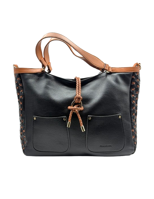 SAC SHOPPING EN SIMILICUIR NOIR - FRANCINEL