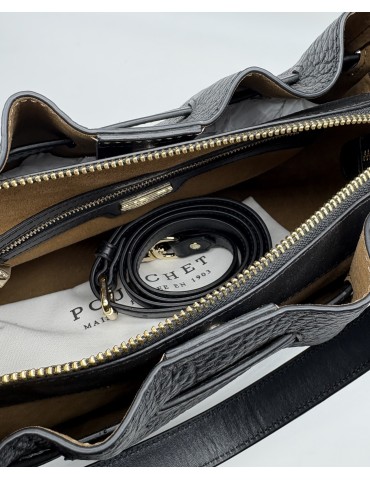 SAC BESACE EN CUIR NOIR - POURCHET 2