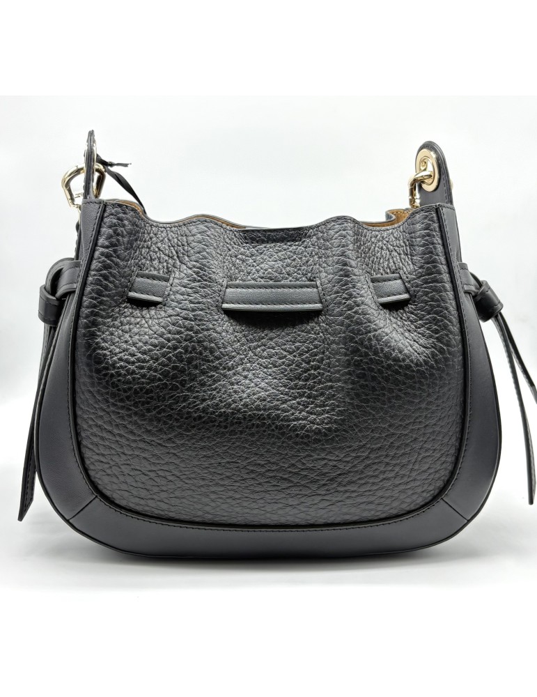 SAC BESACE EN CUIR NOIR - POURCHET