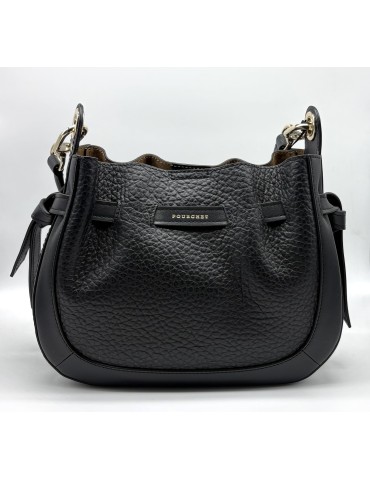SAC BESACE EN CUIR NOIR - POURCHET