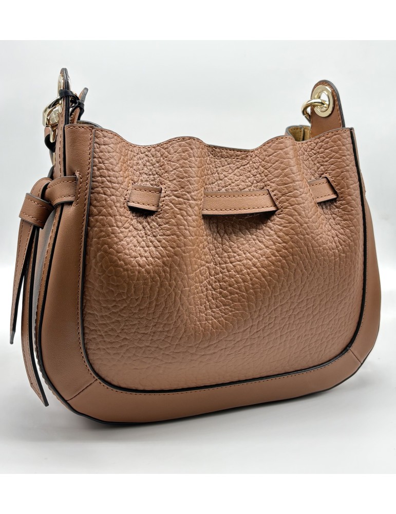 SAC BESACE EN CUIR CAMEL - POURCHET