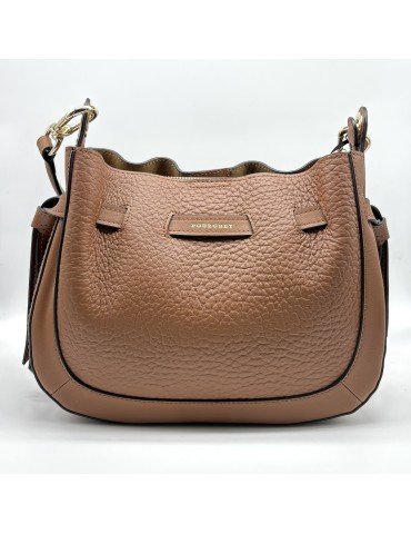SAC BESACE EN CUIR CAMEL - POURCHET
