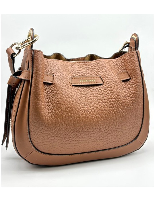 SAC BESACE EN CUIR CAMEL - POURCHET
