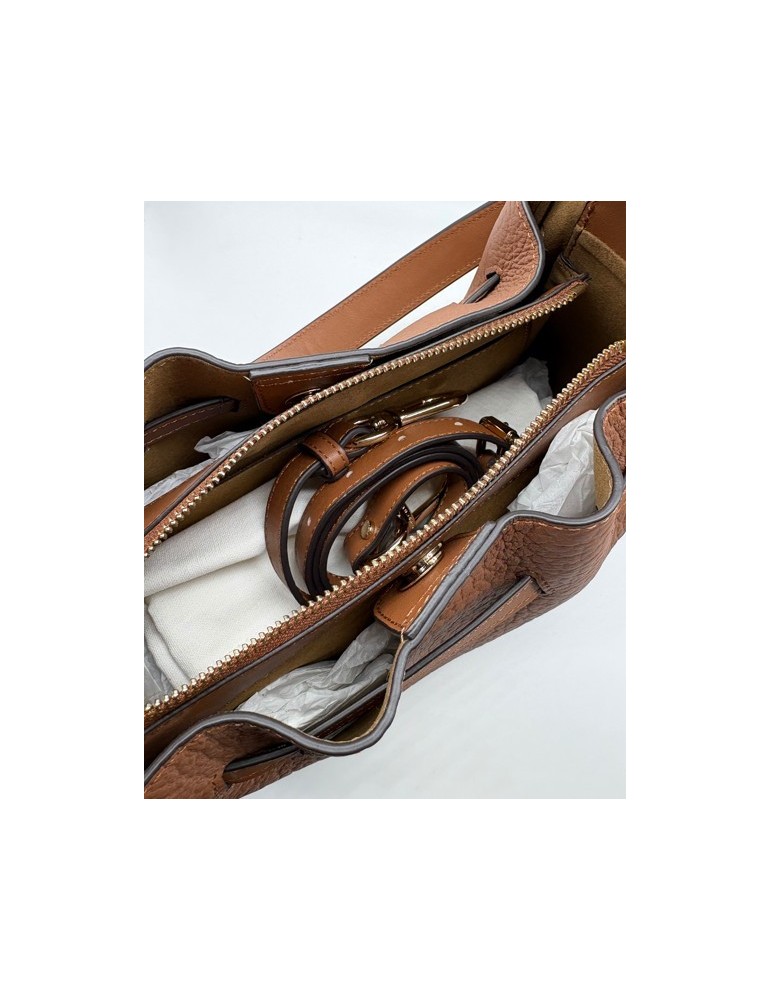 SAC BESACE EN CUIR CAMEL - POURCHET