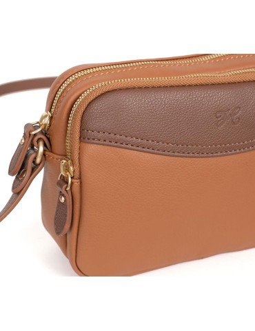 SAC TROTTEUR  EN CUIR TAN/COGNAC - HEXAGONA 2