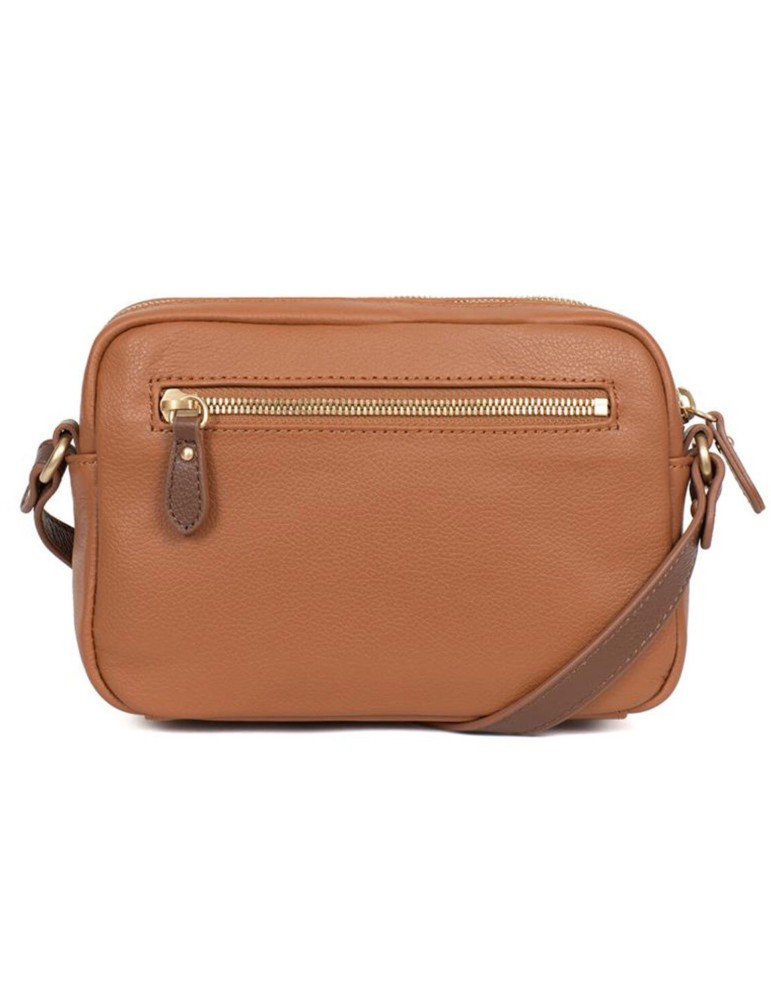 SAC TROTTEUR  EN CUIR TAN/COGNAC - HEXAGONA