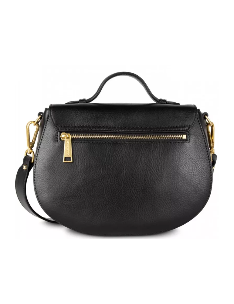 SAC TROTTEUR A RABAT CUIR LEGENDE NOIR - LANCASTER