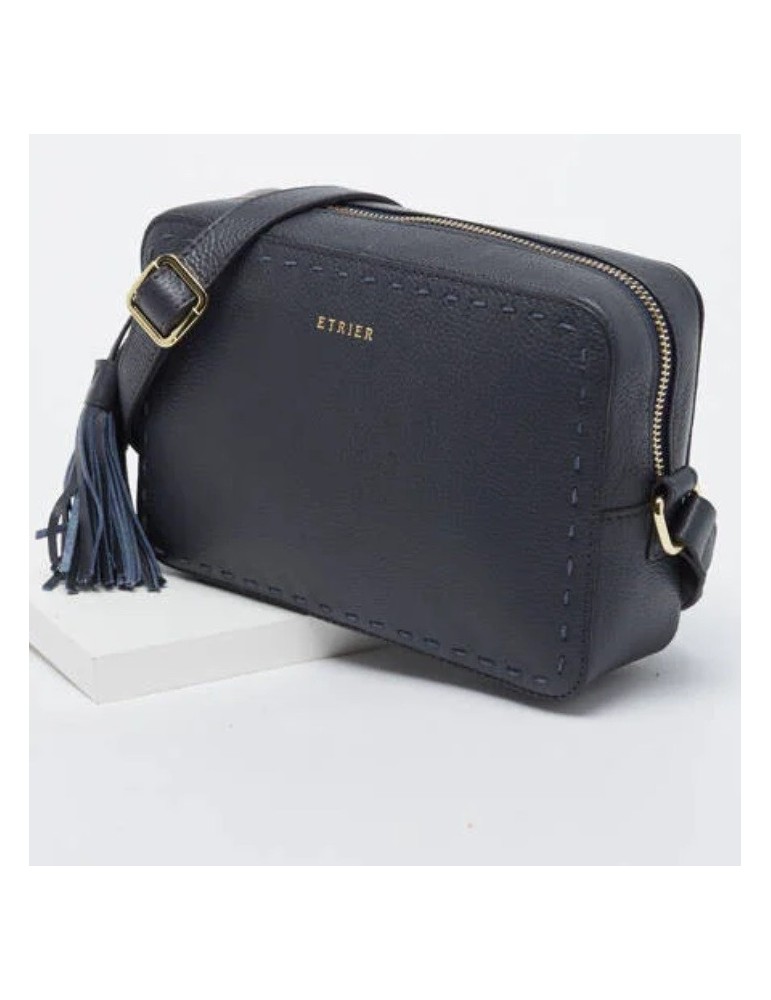 SAC BANDOULIERE NOIR AVEC SURPIQURES - ETRIER