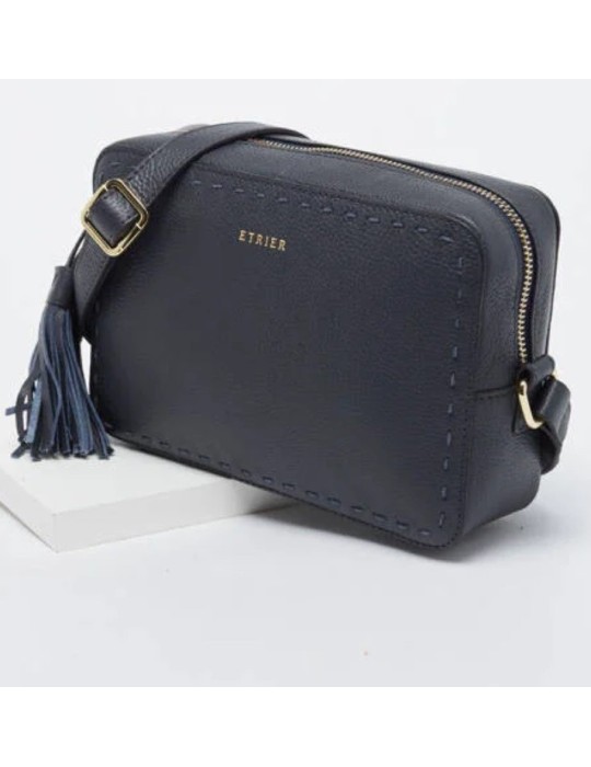 SAC BANDOULIERE NOIR AVEC SURPIQURES - ETRIER