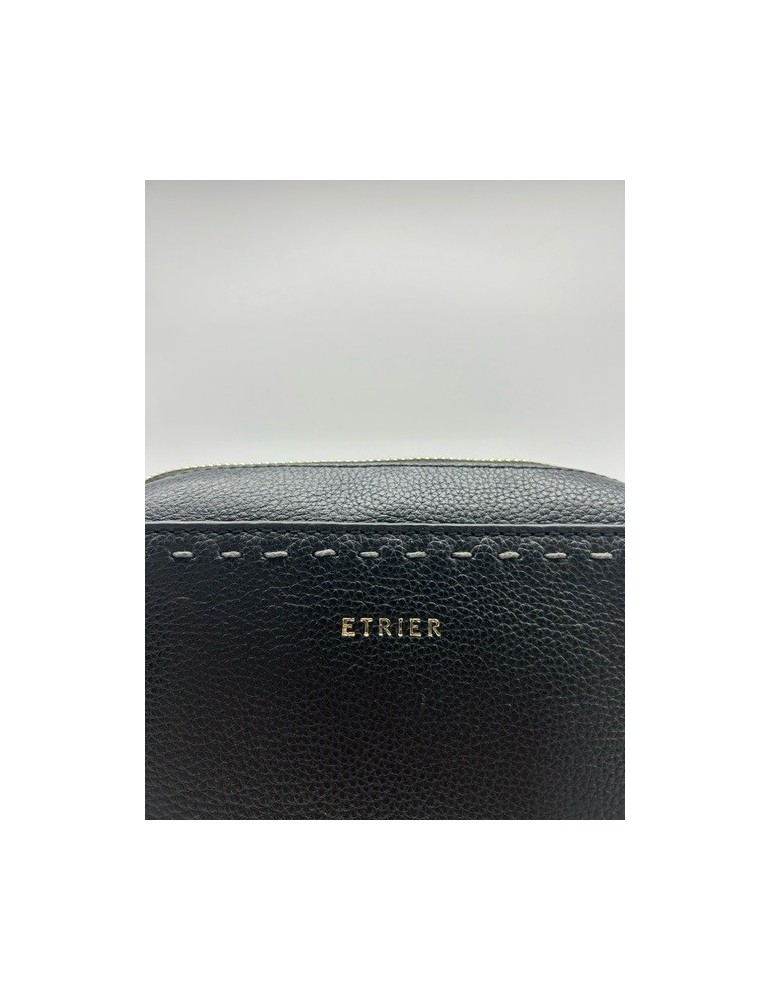 SAC BANDOULIERE NOIR AVEC SURPIQURES - ETRIER