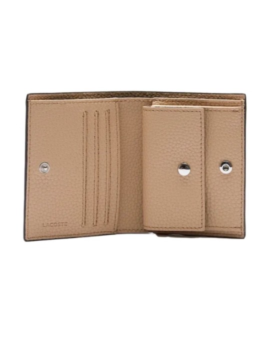 PORTEFEUILLE NOIR DOUBLE PURSE AVEC MONNAIE - LACOSTE