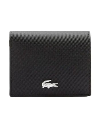 PORTEFEUILLE NOIR DOUBLE PURSE AVEC MONNAIE - LACOSTE