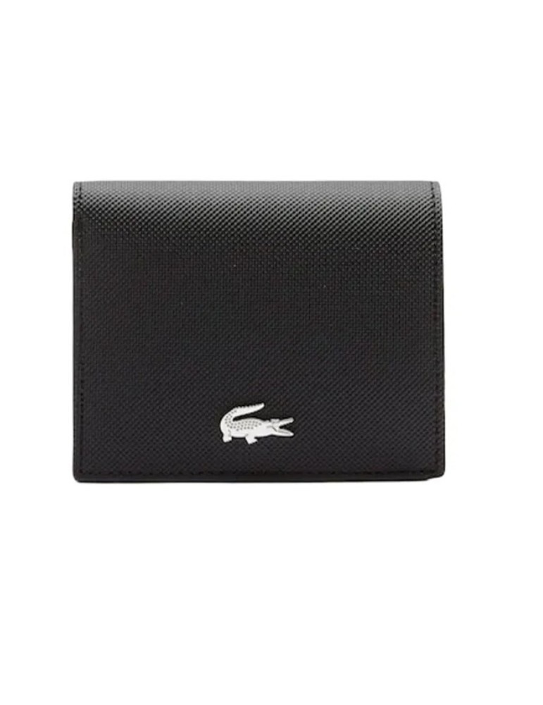 PORTEFEUILLE NOIR DOUBLE PURSE AVEC MONNAIE - LACOSTE