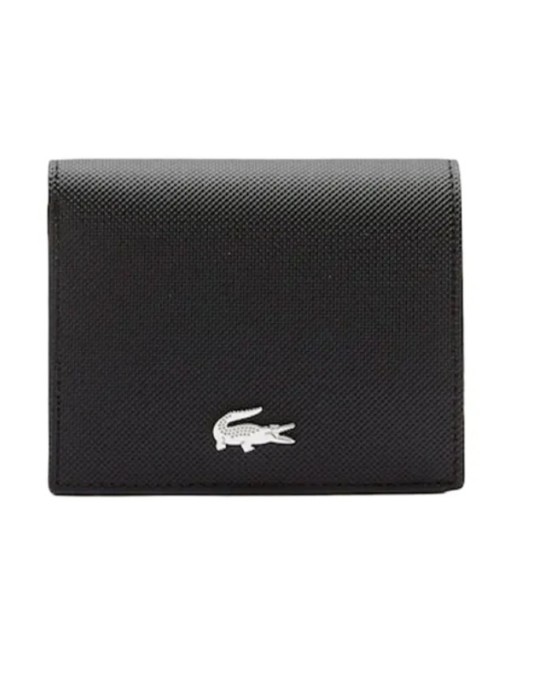 PORTEFEUILLE NOIR DOUBLE PURSE AVEC MONNAIE - LACOSTE
