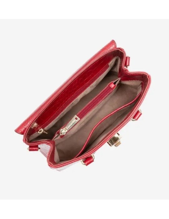 SAC A MAIN RABAT S EXOTIC CARMIN EN CUIR - LANCASTER