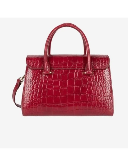 SAC A MAIN RABAT S EXOTIC CARMIN EN CUIR - LANCASTER