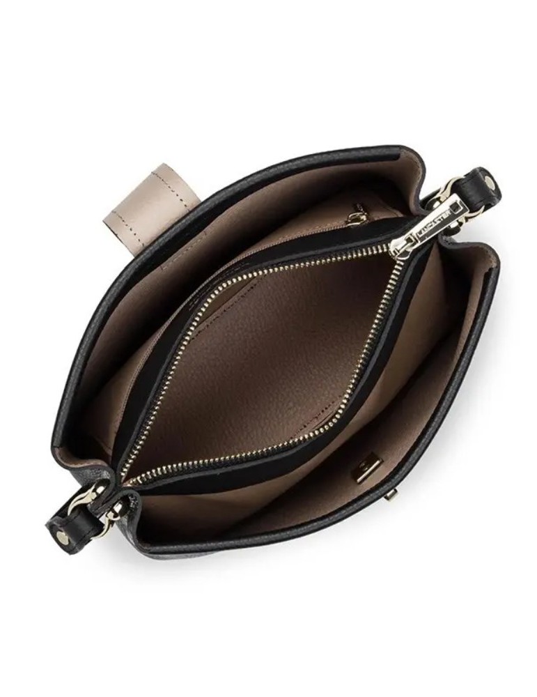 SAC BANDOULIERE EN CUIR NOIR IN NUDE - LANCASTER