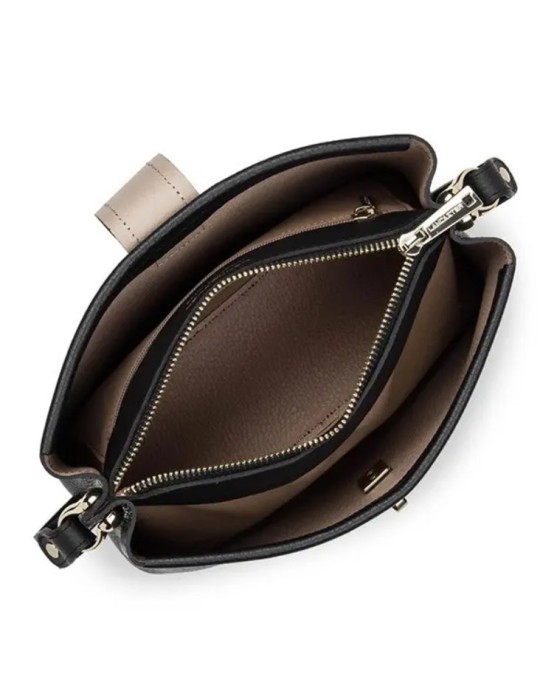 SAC BANDOULIERE EN CUIR NOIR IN NUDE - LANCASTER