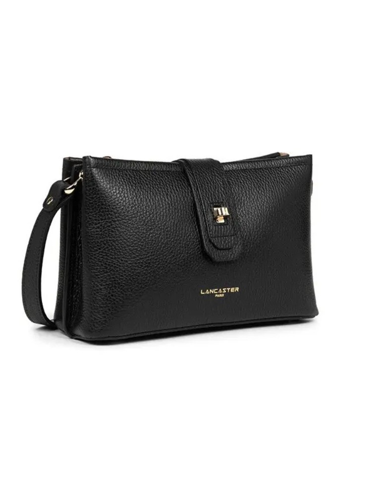 SAC BANDOULIERE EN CUIR NOIR IN NUDE - LANCASTER