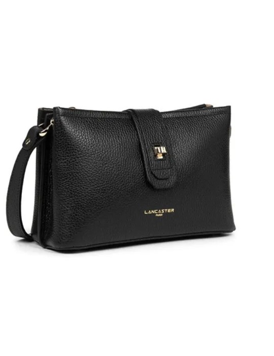 SAC BANDOULIERE EN CUIR NOIR IN NUDE - LANCASTER