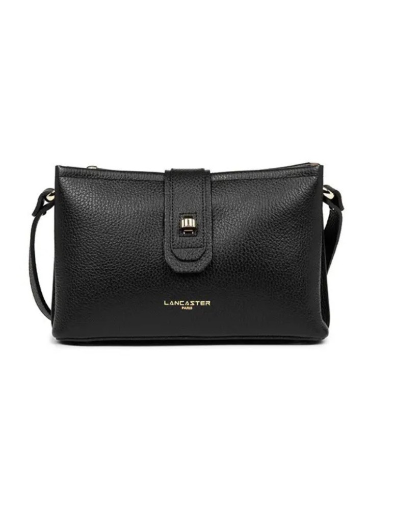 SAC BANDOULIERE EN CUIR NOIR IN NUDE - LANCASTER