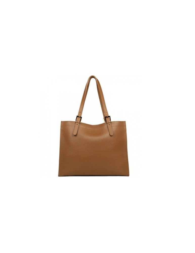 SAC CABAS EPAULE EN CUIR CAMEL FOULONNE - LANCASTER
