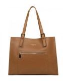 SAC CABAS EPAULE EN CUIR CAMEL FOULONNE - LANCASTER